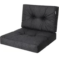 Bjird Sesselkissen, Kissen für Rattanmöbel, Sitzkissen & Rückenkissen, Sitzkissen für Sessel / Stühle - Indoor & Outdoor - Anti-Rutsch - 50x50, 50x39 cm, Schwarz