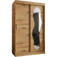 MEBLE KRYSPOL ULTRA 120 Kleiderschrank mit zwei Schiebetüren für Schlafzimmer – moderner Aufbewahrungsschrank mit Kleiderstange und Regalen – 120x200x62cm - Artisan