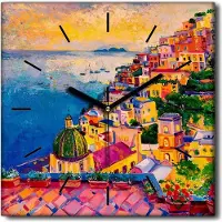 Coloray Uhr auf Leinwand 30x30 cm Wand Uhr Dekoration Wohnzimmer Segeltuch schwarze Hände -Landschaftsarchitektur