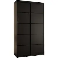 MEBLE KRYSPOL Cannes 4 Schrank mit 2 Schiebetüren - 205,2x130x60 cm - Schwarz Schwarz Schwarz