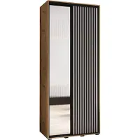 MEBLE KRYSPOL Sapporo 2 Schrank mit 2 Schiebetüren - 205,2x100x45 cm - Artisan Weiß Schwarz
