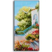 Coloray Leinwand Uhr Küche Wohnzimmer Bild 30x60 Malerei Blumen Meer Landschaft Natur - weiße Hände