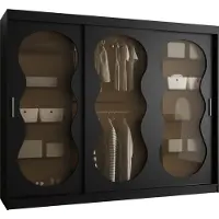 MEBLE KRYSPOL Kleiderschrank mit Glas 250 x 200 x 62 cm BAHRAJN 3, Schwarz