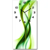 Tulup Wanduhr aus Glas – 30x60 cm - Glasbild - Glasuhr - Gehärtetes Glas -Wellen Abstraktion