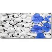 Tulup Wanduhr aus Glas – 60x30 cm - Glasbild - Glasuhr - Gehärtetes Glas - schwarze-zeiger - Hortensie