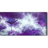 Coloray Küchenuhr Bürouhr Leinwand Uhr 60x30 Abstrakte violette fantastische Wolken - schwarze Hände