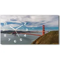 Tulup Wanduhr aus Glas – 60x30 cm - Glasbild - Glasuhr - Gehärtetes Glas - weisse-zeiger - San Francisco-Brücke