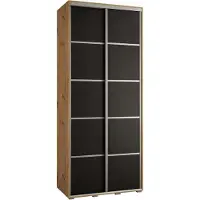 MEBLE KRYSPOL Cannes 4 Schrank mit 2 Schiebetüren - 205,2x120x45 cm - Artisan Schwarz Silber