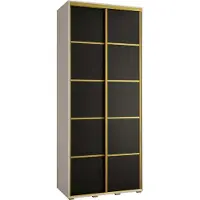 MEBLE KRYSPOL Davos 4 Schrank, zwei Türen - 235,2x110x60 cm - Weiß Schwarz Gold