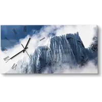 DEQORI Glasuhr 60x30 cm Römisch 'Gletscher in den Wolken' Wanduhr Glas Uhr Design leise Küchenuhr