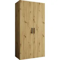 MEBLE KRYSPOL Schrank 100x202x52 cm mit Kleiderstange, 2xTür, BARI, Artisan-Eiche, Griff Schwarz
