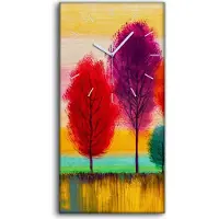Coloray Wandbild Leinwand Bilder mit Uhr 30x60 Malerei Abstrakte Bäume Bunte Kunst - weiße Hände