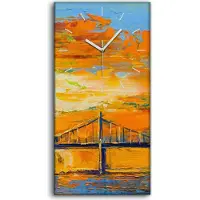 Coloray Wanduhr Uhr Wandbild Leinwand Quarz 30x60 Abstrakte Malerei von Wolkenkratzern - weiße Hände
