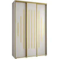 MEBLE KRYSPOL Davos 12 Schrank, drei Türen - 235,2x160x45 cm - Weiß Weiß Gold