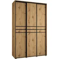 MEBLE KRYSPOL Davos 10 Schrank, drei Türen - 235,2x160x60 cm - Artisan Artisan Schwarz