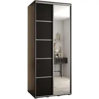 MEBLE KRYSPOL Cannes 5 Schrank mit 2 Schiebetüren - 205,2x120x60 cm - Schwarz Schwarz Silber