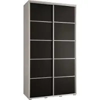 MEBLE KRYSPOL Cannes 4 Schrank mit 2 Schiebetüren - 205,2x140x45 cm - Weiß Schwarz Silber