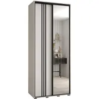 MEBLE KRYSPOL Davos 7 Schrank, zwei Türen - 235,2x100x60 cm - Weiß Weiß Schwarz
