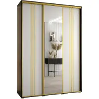 MEBLE KRYSPOL Cannes 7 Schrank mit 3 Schiebetüren - 205,2x170x45 cm - Schwarz Weiß Gold