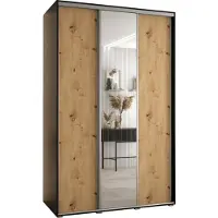 MEBLE KRYSPOL Cannes 3 Schrank mit 3 Schiebetüren - 205,2x150x60 cm - Schwarz Artisan Silber