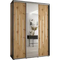 MEBLE KRYSPOL Cannes 9 Schrank mit 3 Schiebetüren - 205,2x170x45 cm - Schwarz Artisan Silber