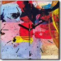 Coloray Uhr auf Leinwand 30x30 cm Wand Uhr Dekoration Wohnzimmer Segeltuch schwarze Hände -Grunge-Abstraktion.