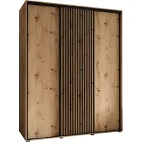 MEBLE KRYSPOL Lanko 1 Schrank mit 3 Schiebetüren - 235,2x200x60 cm - Artisan Artisan Schwarz