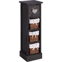 Idimex Regal Schubladenkommode Beistellschrank Flower - 1 Schublade und 3 Körbe, schwarz