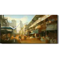 Coloray Dekor Leinwand Uhr Wandbild Kunstdruck 60x30 Bemalung des bunten Straßenmarktes - weiße Hände
