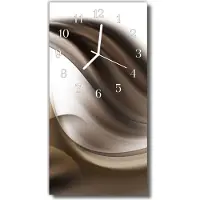 Tulup Glasuhr Wanduhr Küchenuhr Echt-Glas 30x60 Muster Beige