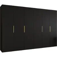 MEBLE KRYSPOL , Kleiderschrank, Schrank 300 cmx202x52, Schwarz, Gold