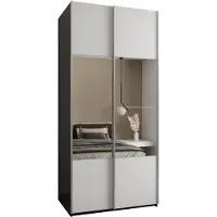 MEBLE KRYSPOL LUX 4 Schrank - 245,5x100x64cm - Schwarz, Weiß, Silber