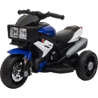 HOMCOM Elektromotorrad für Kinder ab 3 Jahren, 6-V-Batterie-Motorrad mit Licht, Musikhupe, breite Reifen, Motorrad für Kinder mit Geschwindigkeit 3 km/h, Blau und Schwarz