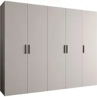 MEBLE KRYSPOL Schrank 250x202x52 cm mit Kleiderstange, 5xTür, BARI, Kaschmir, Griff Schwarz