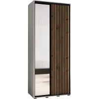 MEBLE KRYSPOL Lanko 2 Schrank mit 2 Schiebetüren - 235,2x100x45 cm - Weiß Artisan Schwarz