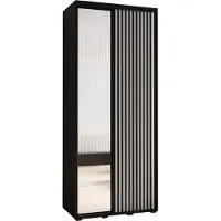 MEBLE KRYSPOL Sapporo 2 Schrank mit 2 Schiebetüren - 205,2x110x45 cm - Schwarz Weiß Schwarz