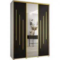MEBLE KRYSPOL Davos 9 Schrank, drei Türen - 235,2x180x60 cm - Weiß Schwarz Gold