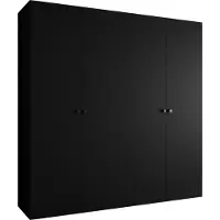 MEBLE KRYSPOL Schrank 200x202x52 cm mit Kleiderstange, 4xTür, PARMA, Schwarz, Griff Schwarz