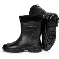 HEYO Damen Gummistiefel Halbhoch Regenstiefel Wasserdicht Gefüttert Stiefel Stiefeletten für Herbst Winter Jessy 39 Schwarz
