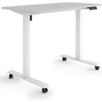 ESmart Germany ETX-121WG 120 x 60 cm Hellgrau Ergonomischer Steh-Sitz-Schreibtisch auf Rollen Stufenlos elektrisch höhenverstellbar 78,5 - 128,5 cm 3x Memory Aktivitätserinnerung Soft-Start/Stopp