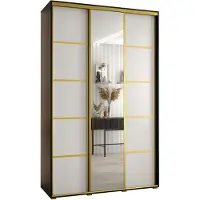 MEBLE KRYSPOL Davos 5 Schrank, drei Türen - 235,2x160x45 cm - Schwarz Weiß Gold
