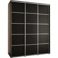 MEBLE KRYSPOL Davos 4 Schrank, drei Türen - 235,2x200x60 cm - Schwarz Schwarz Silber