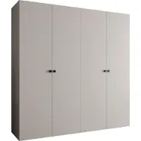 MEBLE KRYSPOL Schrank 200x202x52 cm mit Kleiderstange, 4xTür, PARMA, Kaschmir, Griff Schwarz