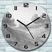 Coloray Wanduhr aus Glas Rund fi 30 Gemalte Landschafts Quarz Deko Schlafzimmer Büro