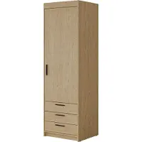 Mirjan 24 Kleiderschrank Elena 1D3S, Drehtürenschrank, Garderobe mit Drehtür und drei Schubladen, Kleiderstange (Farbe: Geölte Eiche)