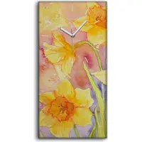 Coloray Leinwand Wanduhr Wandkunst Uhr Geräuschlos 30x60 Gemälde Abstrakte Blumen Kunst - weiße Hände