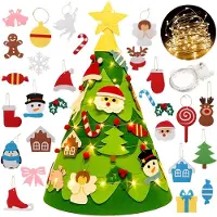 XS Filz Weihnachtsbaum Kinder,DIY Weihnachtsbaum Filz Kinder Mit Ornamenten Dekoration |3D Filz Weihnachtsbaum |Filz Weihnachtsbaum Set Für Home Geschmückter Weihnachtsbaum
