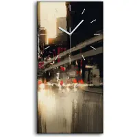 Coloray Küche Wohnzimmer Wand Leinwand Uhr 30x60 Wandkunst moderne Stadt Straße Autos - weiße Hände