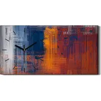 Coloray Wohnzimmer-Bild Leinwand Uhr Geräuschlos 60x30 Malerei Abstrakte Kunst - schwarze Hände