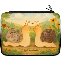 Mr. & Mrs. Panda Mäppchen Schnecken Liebe Design - Weiß - Geschenk, Pärchen, Etui, Federmappe, Stifte, Freundin, Zufrieden, Große, Federtasche, glücklich, Verliebt